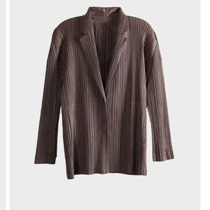 Issey Miyake Brown Pleated Blazer